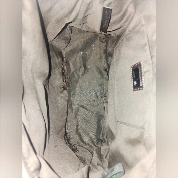 Vintage Fendi Zucchino FF Monogram Canvas Tote Bag Brown Leather Trim Italy - Picture 6 of 10